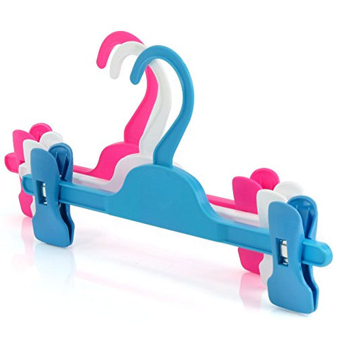 Adjustable Width Children's Coloured Plastic Clip Hangers - 28cm, mixed
