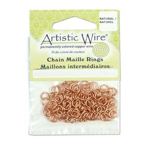18 Gauge Artistic Wire, Chain Maille Rings, Round, Natural, 5/32 in (3.97 mm), 150 pc