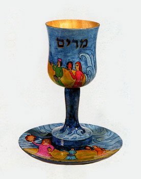 Kiddush Goblet & Plate Set - Miriam's Cup CU-7, 5.7x4.5 inch