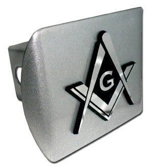 Mason Square Compass Brushed Chrome Hitch Cover