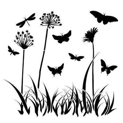 The Crafter's Workshop Stencil Butterfly Meadow 6"X6"