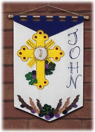 First Communion Banner – DLX Adoration – single, 12 in. x 18 in.
