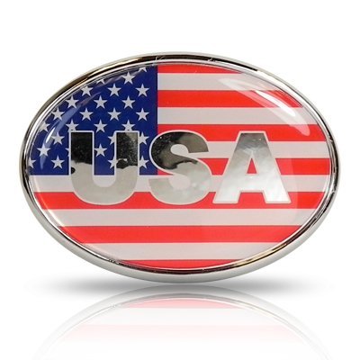 USA Flag Oval Chrome Emblem