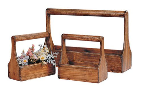 18"L x 4-1/4"W x 11-3/4"H Wood Planter Baskets, Set of 3
