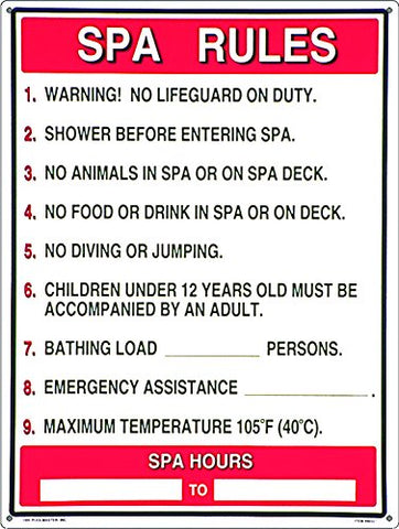 Sign-"General Comm Spa Rules", 18″ x 24″ Commercial Sign