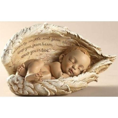 Joseph Studio 4.25H" Sleeping Baby In Wings Statue, 8.25"W x 4.25"H x 4.25"D