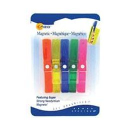 Neo Magnet Clothespin Memo Clips 5/Card - Assorted