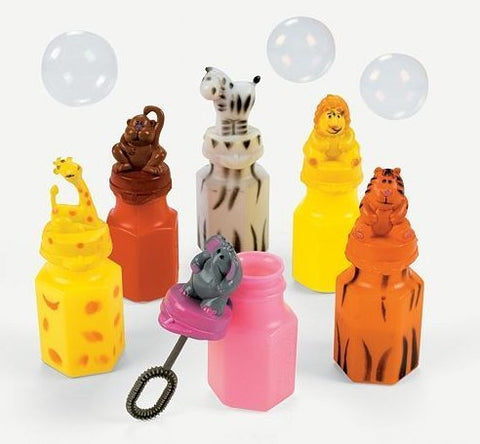 Zoo Animal Character Bubble Bottles - 12 Pcs