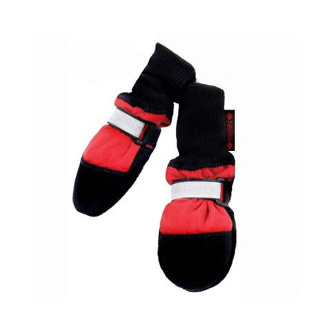 Muttluks Fleece Lined Dog Boots Set of 4 - Red, X Large 4.25" to 4.75"