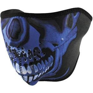 Face Mask, 1/2 Blue Skull Face Design Neoprene
