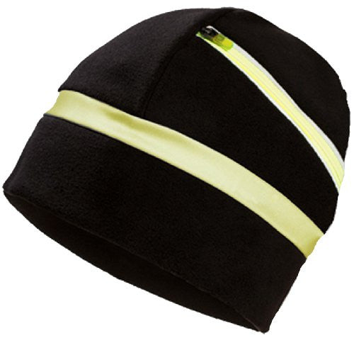 Be Seen Pocket Hat, black / day glo, Reflective zipper pocket