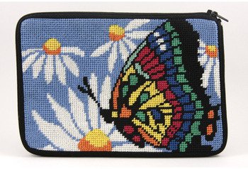 Butterfly and Daisies Cosmetic Purse ( 7" x 4 3/4" )