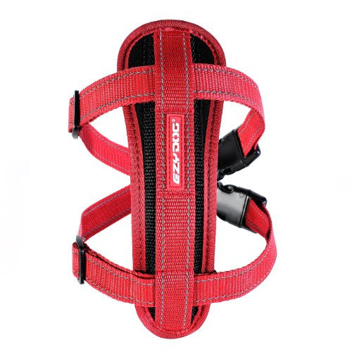 EzyDog Chest Plate Harness with Seatbelt Restraint - Red, Small