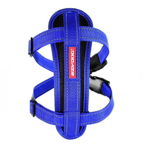 EzyDog Chest Plate Harness with Seatbelt Restraint - Blue, X-Large