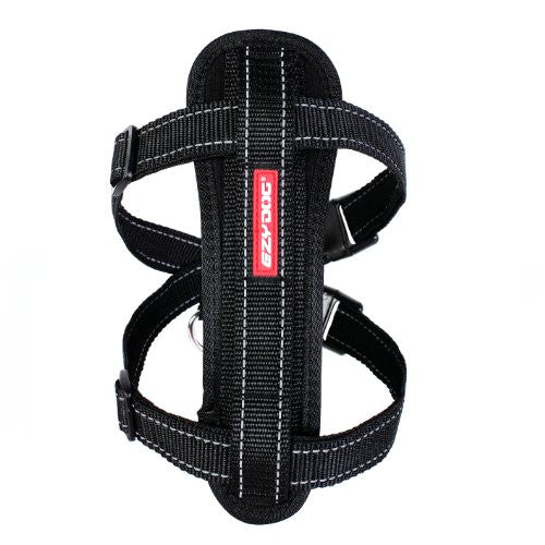 EzyDog Chest Plate Harness with Seatbelt Restraint - Black, X-Small