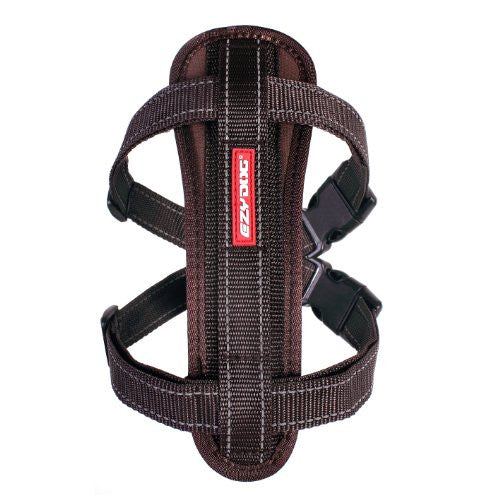 EzyDog Chest Plate Harness with Seatbelt Restraint - Chocolate, X-Large