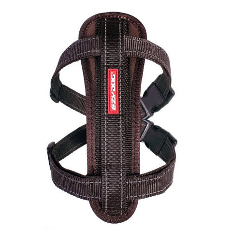 EzyDog Chest Plate Harness with Seatbelt Restraint - Chocolate, X-Large