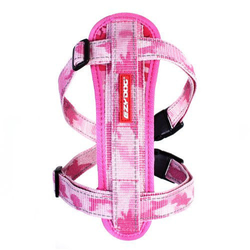 EzyDog Chest Plate Camo Harness with Reflective Stitching - Pink Camo, Large