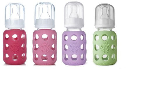 Lifefactory Glass Baby Bottles 4 Pack (4 oz. in Girl Colors)