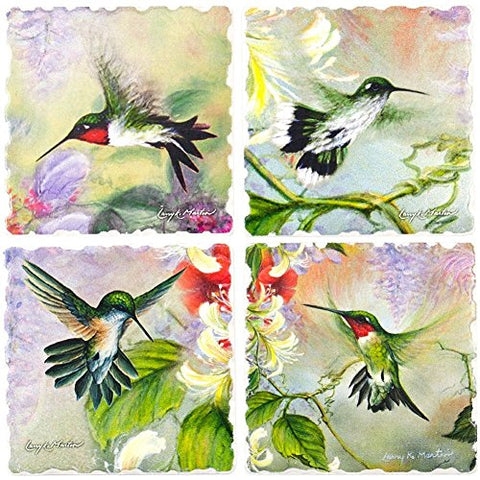 Natures Gift Of Feathers 4 Pack Asst. Coasters, 3.6" Sq. x .3"