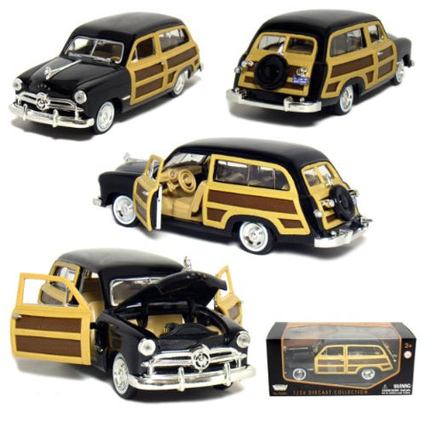 Motormax Premium American - Ford Woody Wagon (1949, 1/24 scale diecast model car, Black)