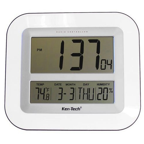 Atomic LCD Wall or Desk Clock with 2.5" Numbers, Temperature & Humidity