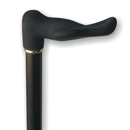 Wood Cane With Palm Grip Soft Touch Handle Left, Black Stain