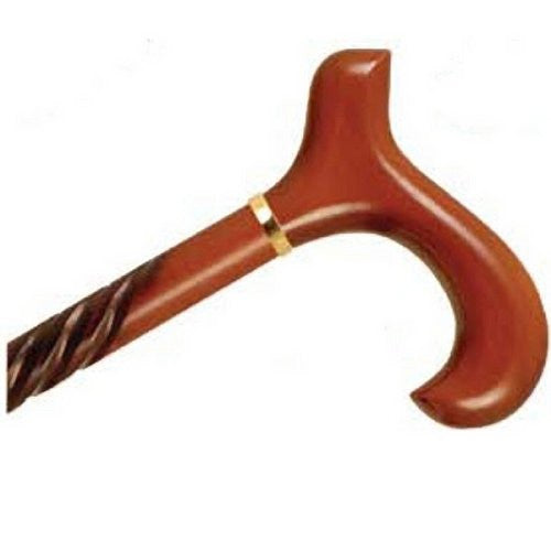 Spiral Wood Cane With Derby Handle, Cherry Stain