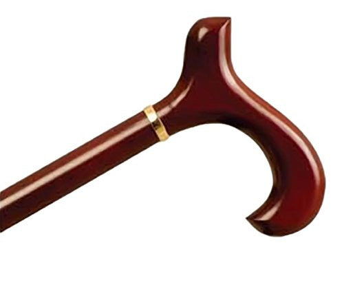 Wood Cane With Derby Handle and Collar Ladies, Rosewood Stain