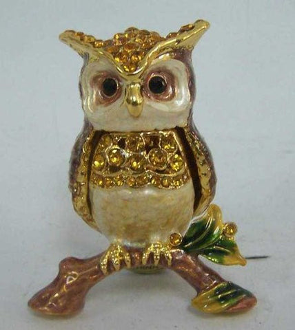 Welforth Fine Pewter, OWL ON BRANCH JEWELRY BOX