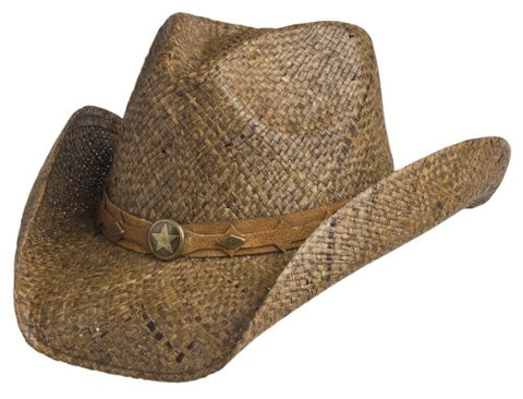 Country Western Raffia Shapeable Hat - Dark Brown, Large/X-Large