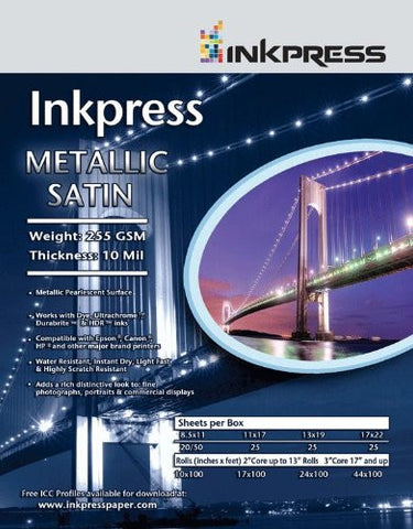 Metallic Paper Satin, 255 gsm, 10 mil, Metallic Satin Surface, 5 x 7, 50 Sheets