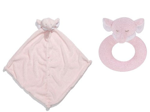 Angel Dear Blankie - Elephant, Pink and Ring Rattle - Elephant, Pink