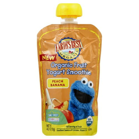 EARTH`S BEST BABY FOODS Organic Fruit Yogurt Smoothie Peach Banana - 4.2 oz