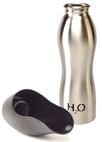 25 Oz., Stainless Steel, Dog Water Bottle, Black