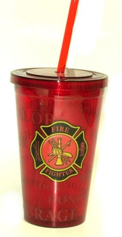 Firefighter Cup W/ Straw