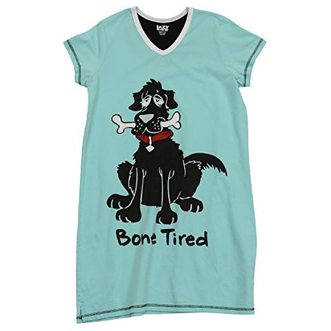 Lazy One V-Neck Nightshirts, Bone Tired, L - XL