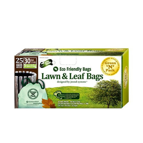 Lawn & Leaf Bags, Drawstring, 30 Gallon, 25-Count