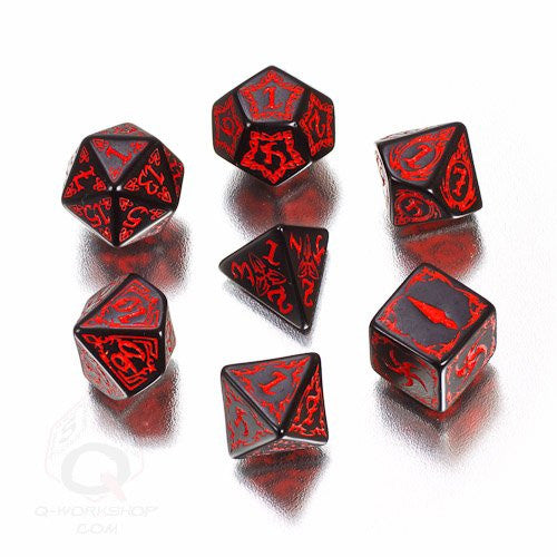 Black & red Tribal Dice (set of 7)