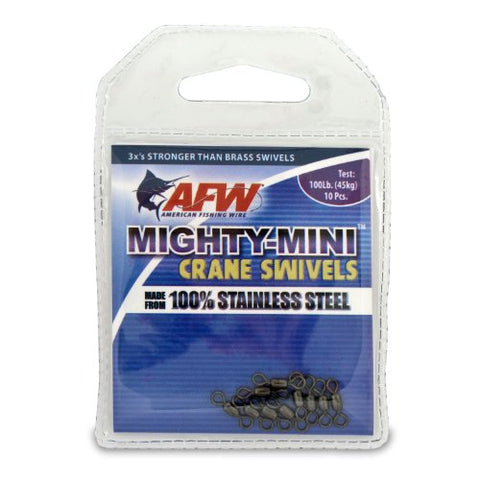 Mighty Mini Stainless Steel Crane Swivels, Size #12, 100 lb (45 kg) test, Gunmetal Black, 10 pc