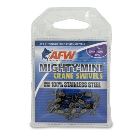 Mighty Mini Stainless Steel Crane Swivels, Size #5, 220 lb (100 kg) test, Gunmetal Black, 10 pc