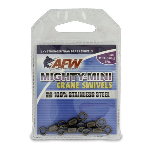 Mighty Mini Stainless Steel Crane Swivels, Size #1, 411 lb (186 kg) test, Gunmetal Black, 5 pc