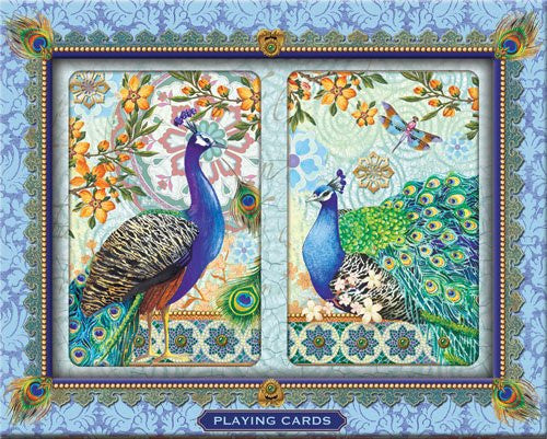 Royal Peacocks Playing Cards Set, includes 2 decks