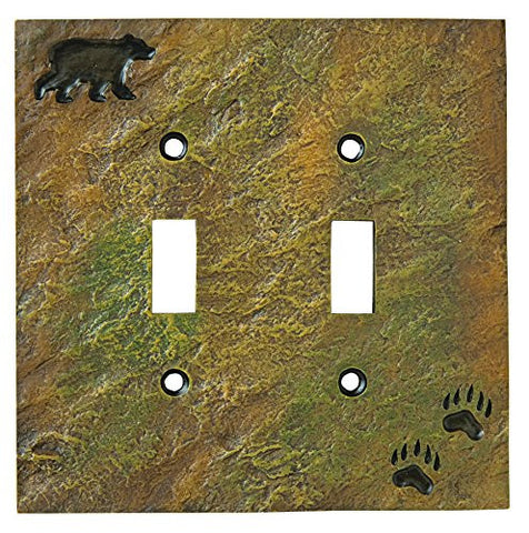 Bear & Tracks Stonecast Double Switch Plate Cover