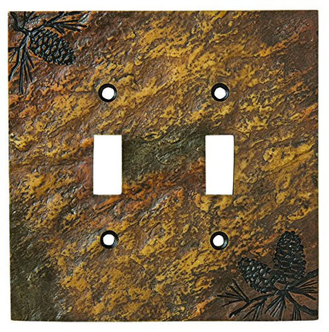 Pinecone Stonecast Double Switch Plate Cover