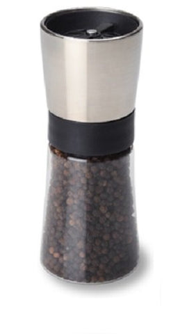 5.5" Saxony, Peppermill - Clear with Brushed Top (w/ Black Pepper)