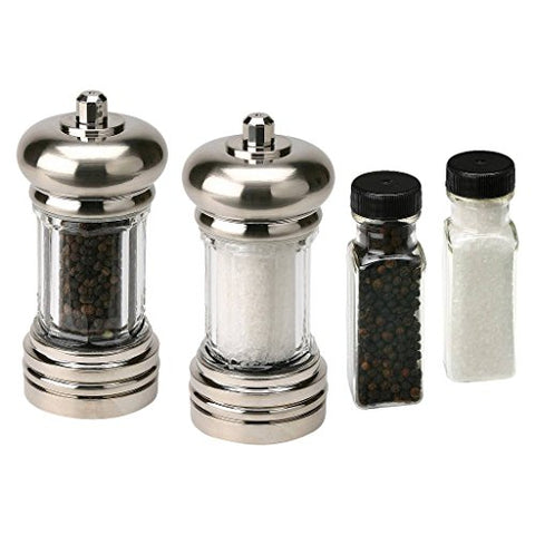 6" Maxwell, Peppermill & Salt Mill Set (w/ Black Pepper & Sea Salt Refills)