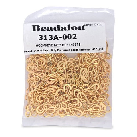 Hook & Eye Clasps, Medium, Gold Color, 144sets