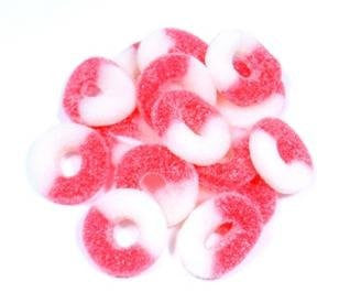 Watermelon Pink-White Gummi Rings 1.5 LB