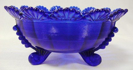 Footed Friut Bowls - Cobalt - 6.5”d x 3.75”h